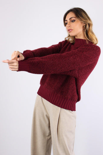 Maglia Boucle Mezzo Collo Bordeaux - 2
