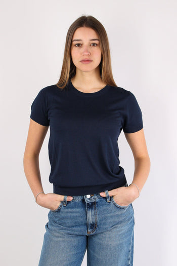 Maglia Girocollo M/m Viscosa Blu - 7