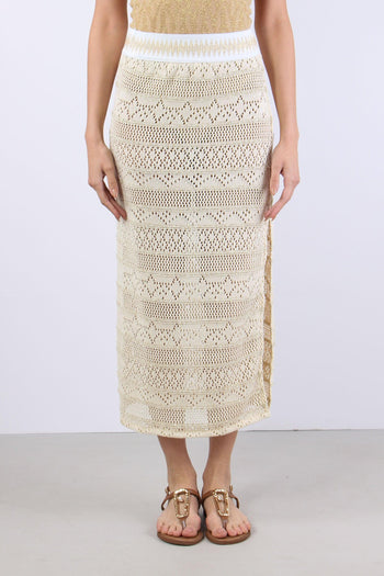 Gonna Crochet Spacco Beige - 2