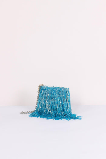 Pochette Paillettes Frange Torquoise - 5