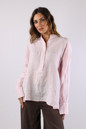 Camicia Lino Coreana Rosa - 2