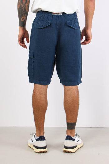 Bermuda Lino Coulisse Blu - 4