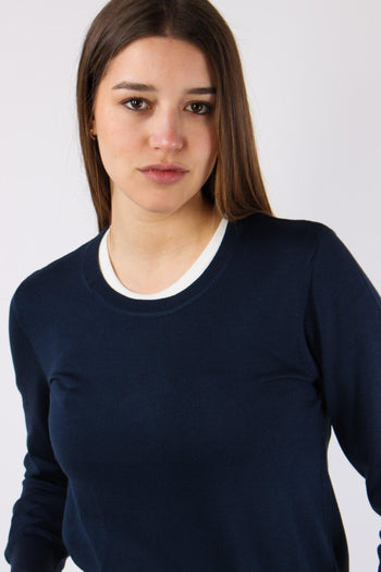 Maglia Girocollo M/l Viscosa Blu - 8