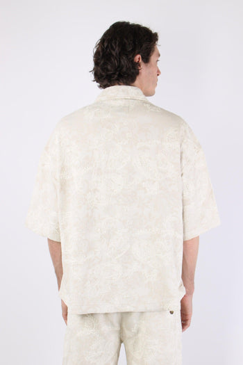 Camicia Manica Corta Ricamo Ecru - 5