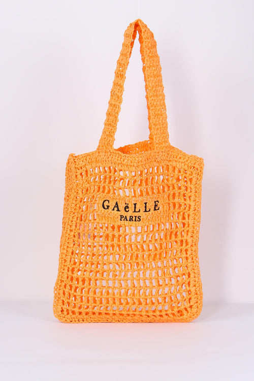Shopping Rafia Logo Ricamo Arancione