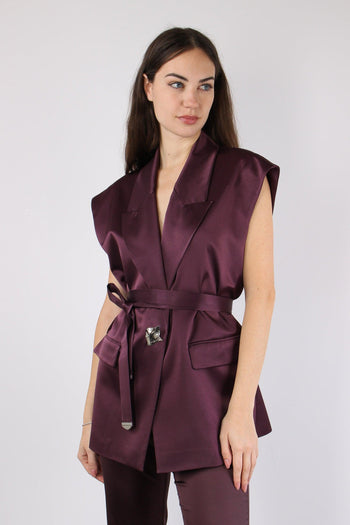 Melanzana Gilet Effetto Raso Bordeaux - 2