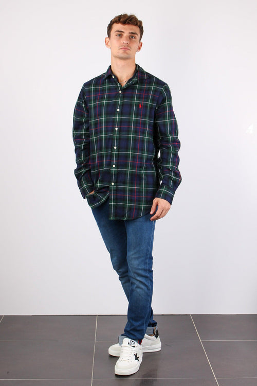 Camicia Check Twill Evergreen/red