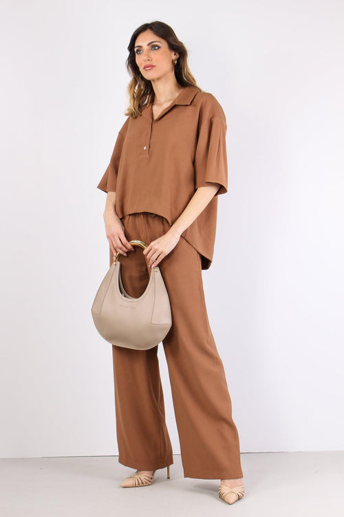 Pantalone Elastico Tencel Moka