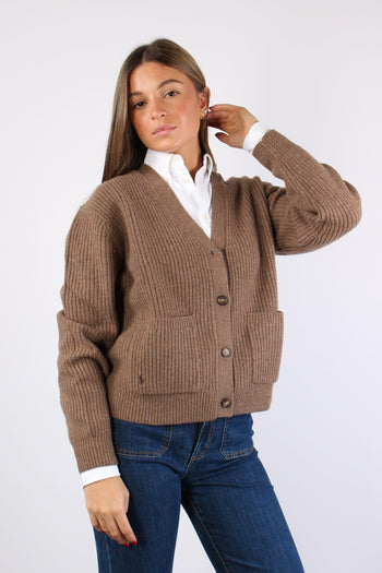 Cardigan Inserto Tasche Light Brown - 6