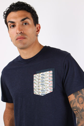T-shirt Girocollo Taschino Blue - 8