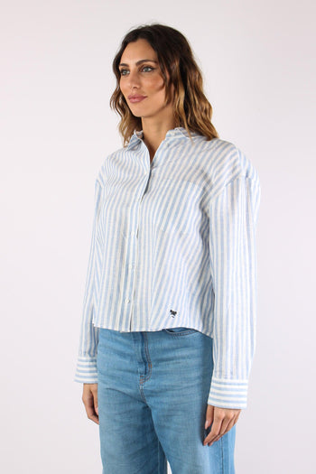 Albatro Camicia Lino Riga Tasca Bianco - 3