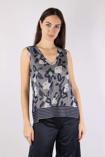Top Scollo V Jacquard Lurex Blu/salina - 2