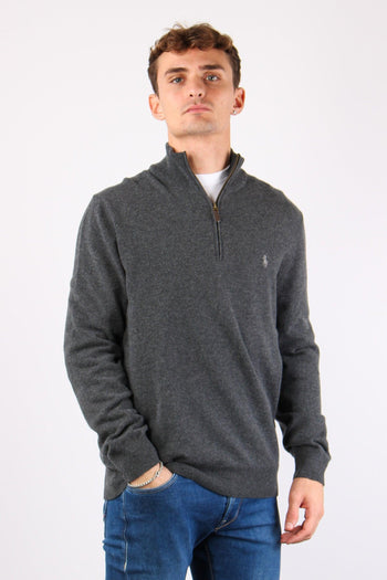 Pullover Mezza Zip Lana Dark Charcoal - 4