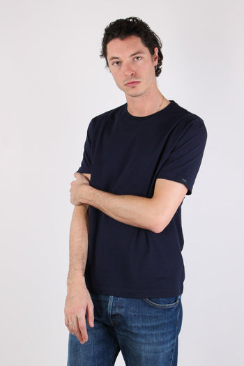 T-shirt Basica Logo Manica Blu - 3