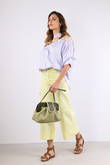 Camicia Riga Inserto Fantasia Bianco/lilla - 5