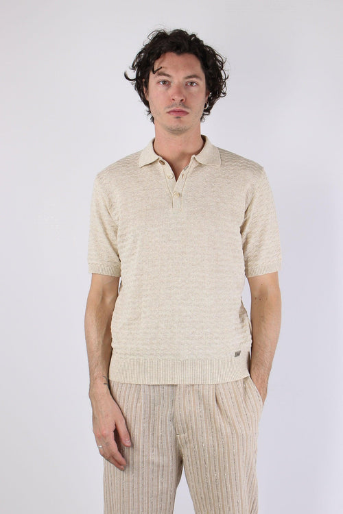 Polo Cotone Lavorato Beige