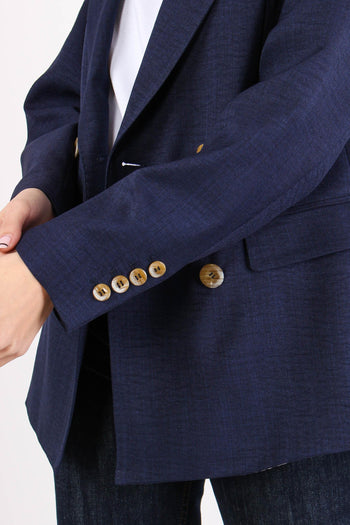 Giacca Doppiopetto Poliviscosa Blu - 7