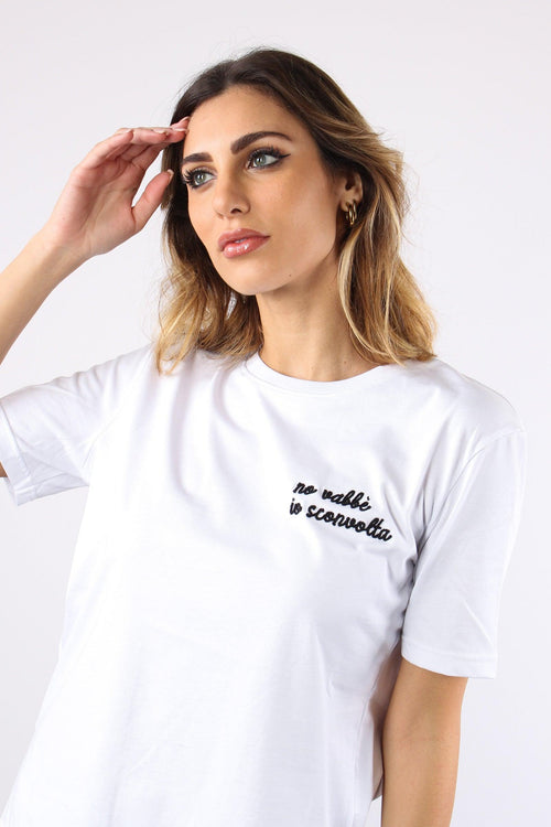 T-shirt Ricamo No Vabbe Io Sc Bianco - 2