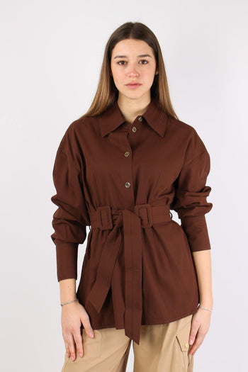 Cheryl Giacca Cintura Cotone Marrone - 2
