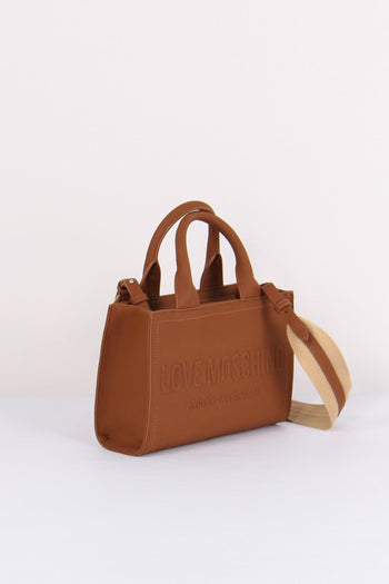 Mini Shopping Rigida Lettering Cuoio - 6