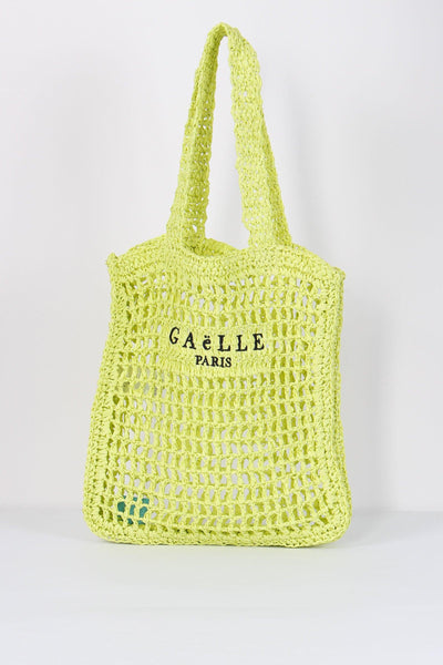 Shopping Rafia Logo Ricamo Lime