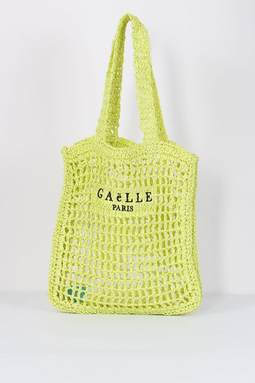 Shopping Rafia Logo Ricamo Lime