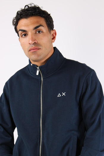 Felpa Full Zip Collo In Piedi Navy Blue - 7