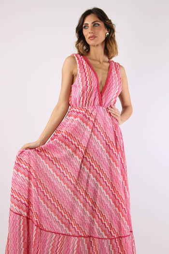 Abito Lungo Jacquard Electric Fuxia - 6