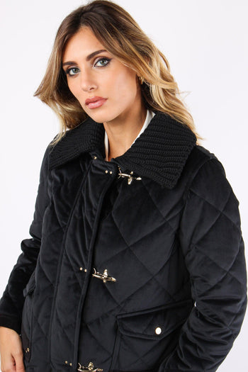 Cappotto Corto Effetto Velluto Nero - 7