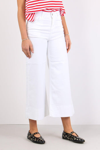 Pantalone Bull Crop Orlo Alto Bianco - 5