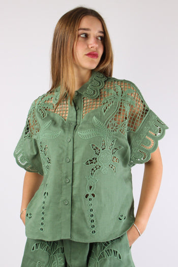 Camicia Lino Ricamo Verde - 10