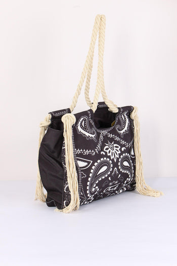 Borsa Fantasia Frange Laterali Nero - 6