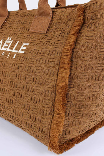 Maxi Tote Frange Ricamo Moka - 6