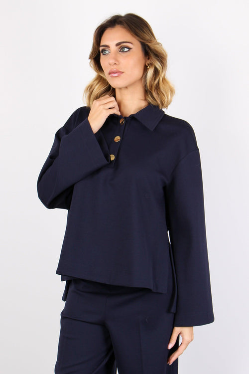 Blusa Colletto Polo 0 Notte