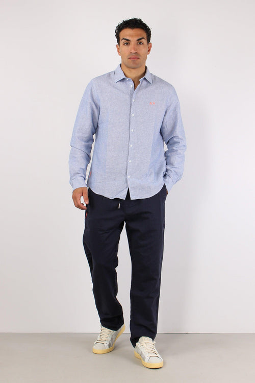 Camicia Misto Lino Riga Navy