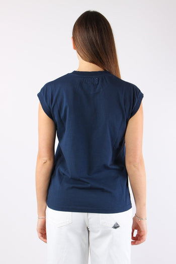 T-shirt Smanicata Taschino Blu Navy - 4