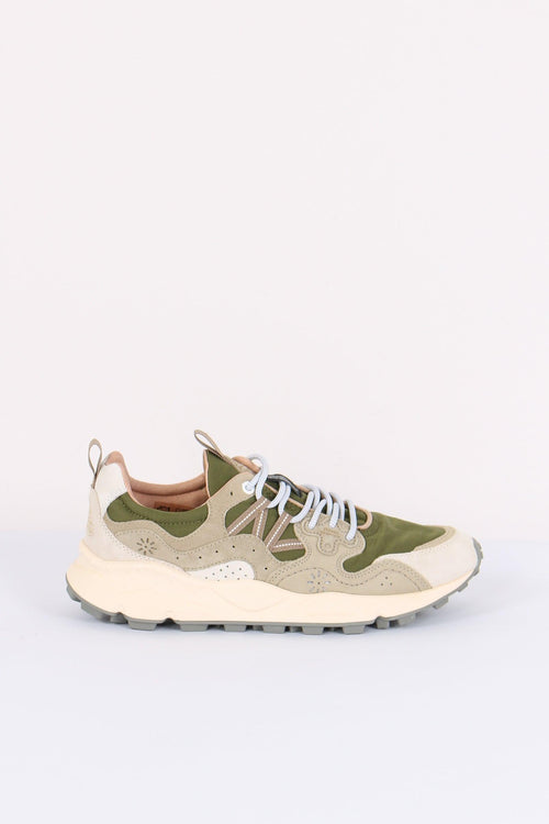Sneakers Yamano Suede Nylon Off White/green