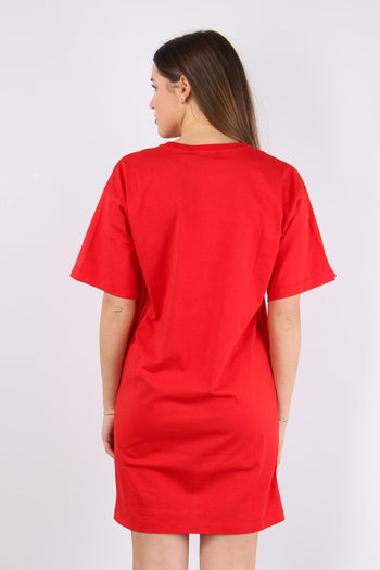 Maxi T-shirt Ricamo Maison Gae Rosso - 4