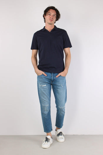 Polo Derby Cotone Blu Navy - 2