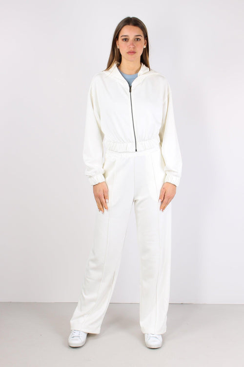 Felpa Zip Cappuccio Off White