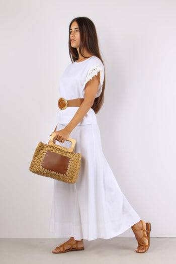 T-shirt Squadrata Macrame Bianco - 4