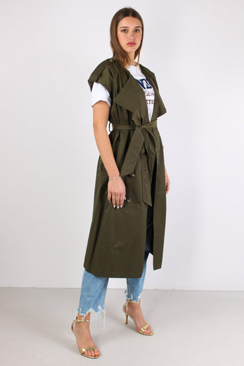 Trench Senza Maniche Militare - 6