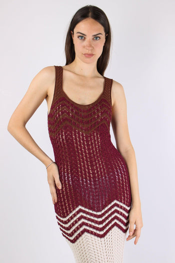Abito Lungo Chevron Bordeaux - 3