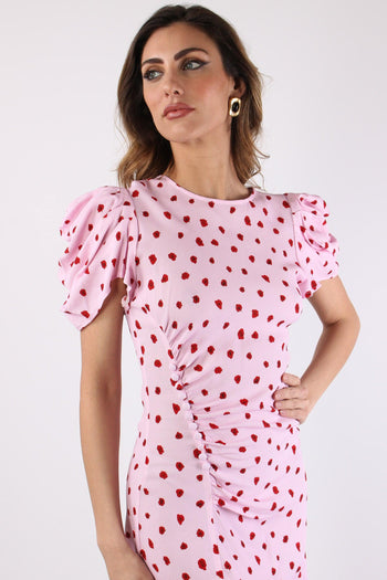 Abito Corto Spalla Arriccio Rosa - 7