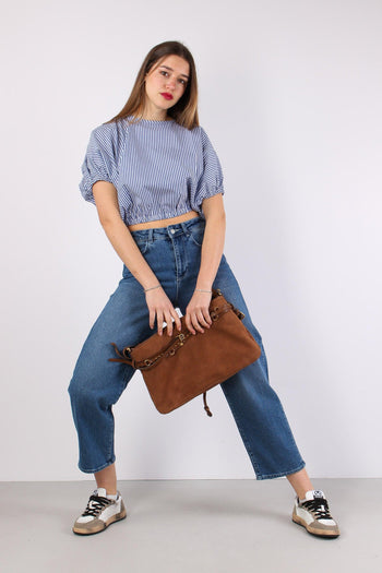 Denim Dritto Cropped Denim Scuro - 5