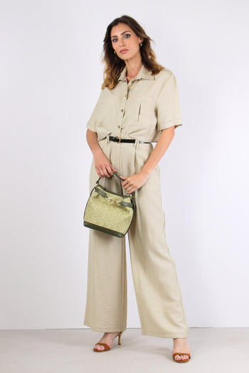 Camicia Corta Tasche Misto Lin Salvia - 2