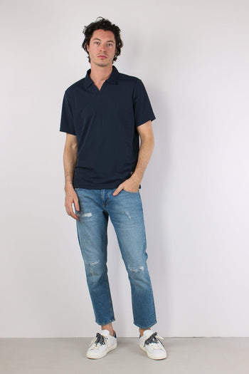 Polo Tessuto Tecnico Blu Navy - 4