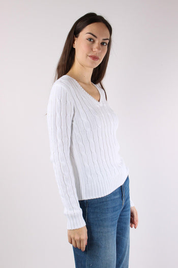 Pullover Trecce Scollo V White - 6