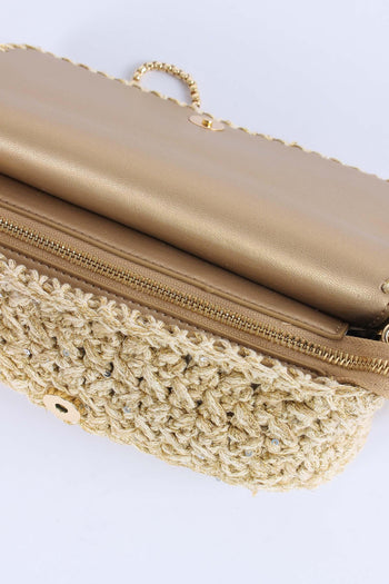 Greta Pochette Crochet Laminat Oro - 4