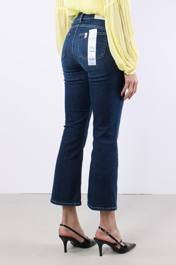 Jeans Trombetta Bottoni Denim Scuro - 7